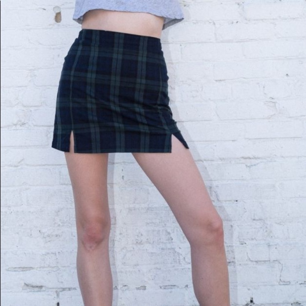 plaid green and blue skirt